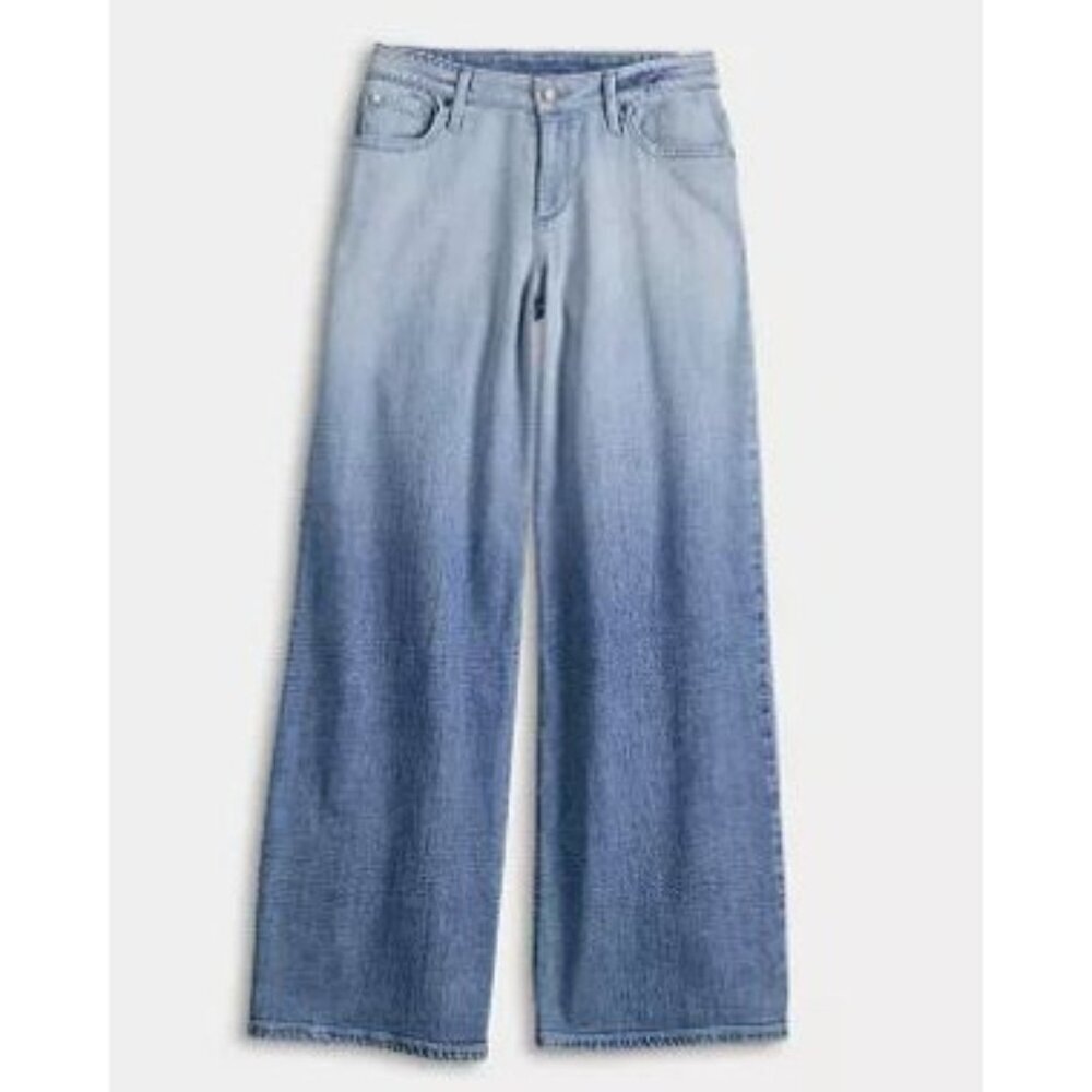 Simply Vera Wang Womens Mid Rise Ombre Fade Relaxed Wide Leg Jeans Sz 10 New - Picture 8 of 9